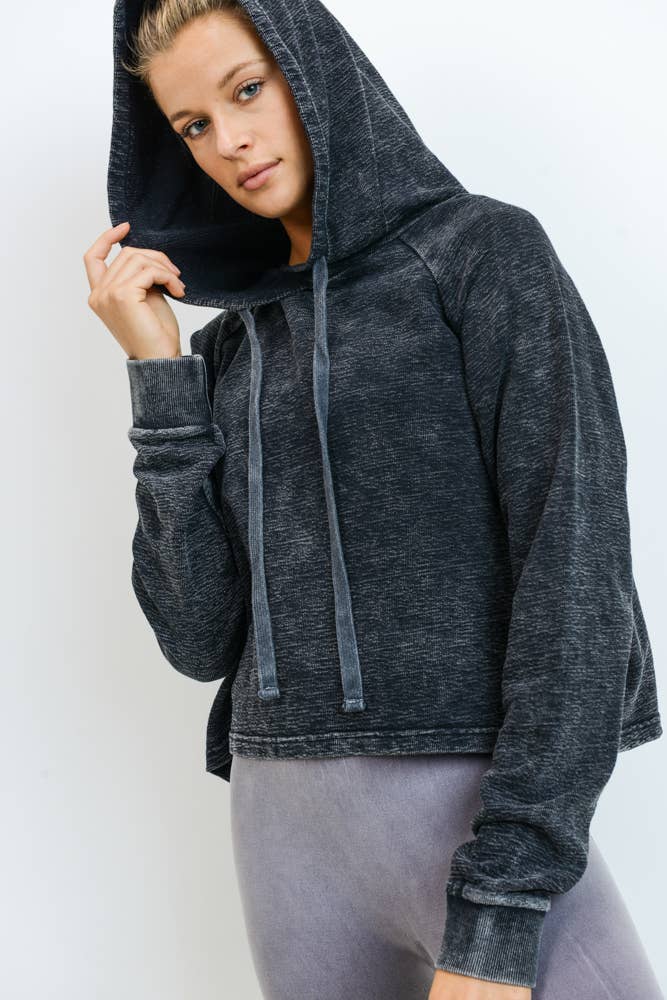 Mineral Wash Jacquard Hoodie Pullover